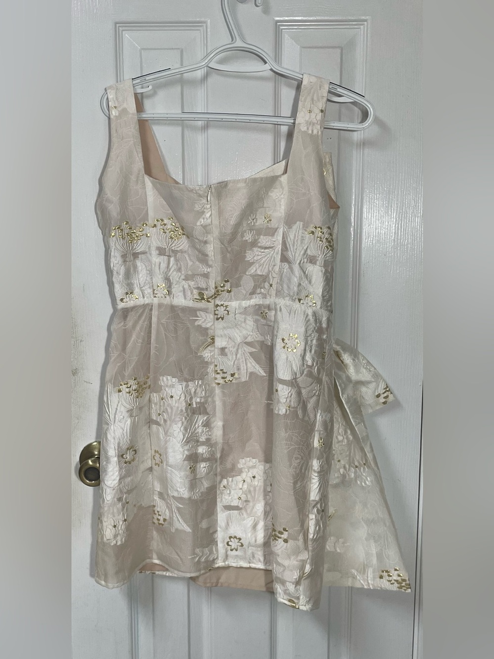 Elliatt Octavia Bow Dress Large Mini Party Bridal Cocktail Ivory Gold Revolve - Picture 5 of 10